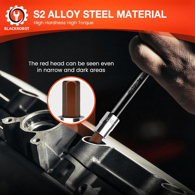 BLACKROBOT 10 mm Hex Bit Socket, 3/8 Inch Drive HW10 Allen Key Socket, Metric, Full Polished, S2 Steel Head Made For Repairing - Image 5